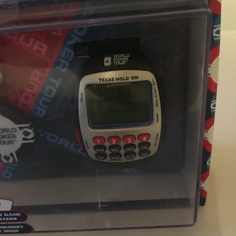 World Poker Tour Travel Game Wrist Watch Texas Hold'em Official With keychain
